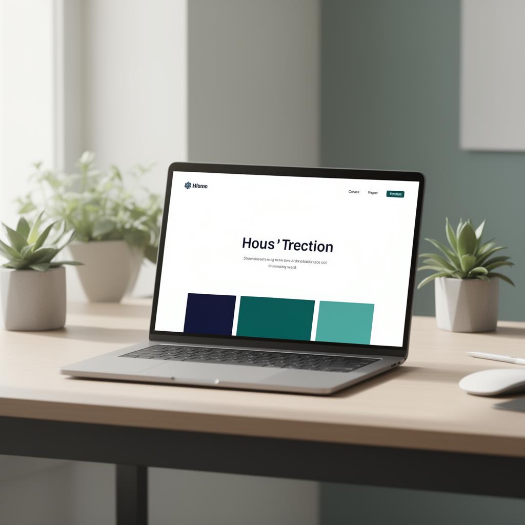 Moderný pracovný stôl s notebookom a webstránkou